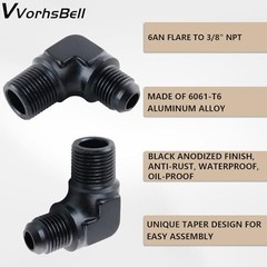 Male Flare to 3/8″ NPT Male 90 Degree Fitting Adapter 6AN 6AN to 3/8 NPT