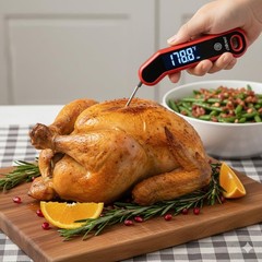 0.5 Sec Instant Read Meat Thermometer Digital with Auto Rotate Red & Black