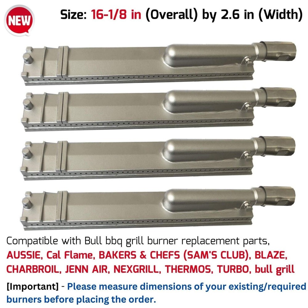 Cast Stainless Steel BBQ Grill Burners Replacement for Bull Cal Flame Jenn AIR