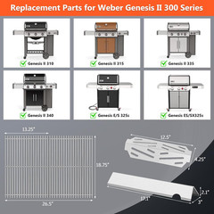 Qulimetal SUS304 18.75″ Grill Grates with 66032 Flavorizer Bars & Heat Deflector