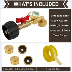 optheey Propane Refill Adapter with 4 caps, Yellow-Adapter 4 caps
