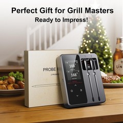 Newise Wireless Bluetooth Meat Thermometer – 2 Probes & 2 Probes, Black/Gray