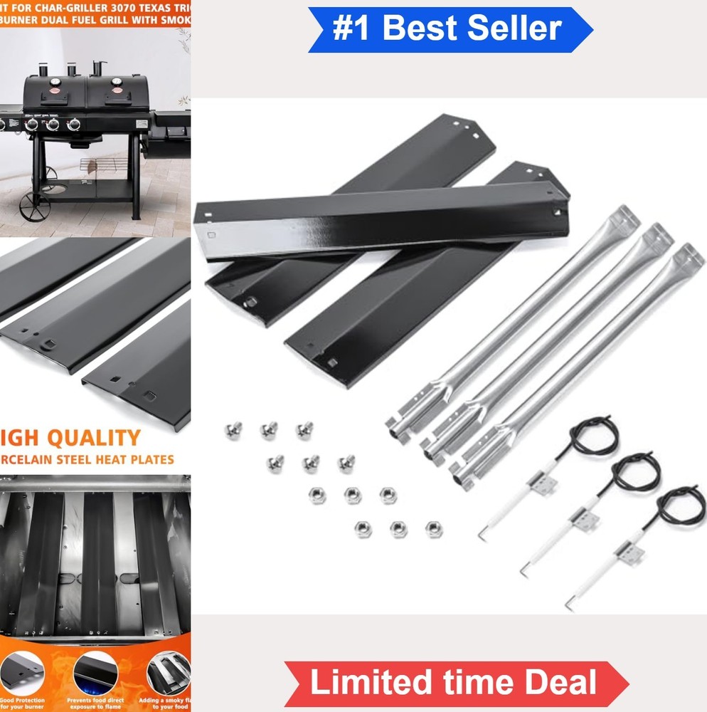 Gas Grill Burner Replacement 20 Inch Stainless Steel Heat Plate Tent Ignitor Kit