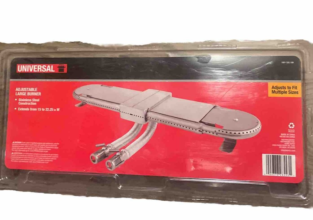 Universal Adjustable BBQ Grill Tube Burner, Extends 15″ to 22.25″, Oblong Bar