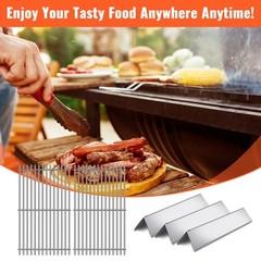 2Pack 17.5 Inch 7637 Cooking Grates with 3Pack 7635 Flavorizer Bars Heat Plat…