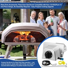 Outdoor Pizza Oven Gas Burner Attachment, Propane Conversion Kit with 5FT Hose &