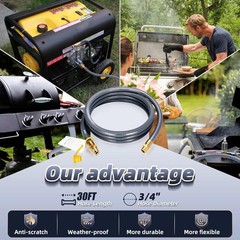 30FT 3/4″ Natural Gas Hose with Quick Connect NG/LP for Grill Heater & Generator