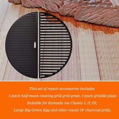 Cast Iron Grate Griddle 18″ x 9″ for Large Big Green Egg, Kamado Joe
