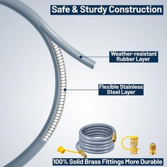 Natural Gas Quick Connect Hose 25 Ft 1/2″ Low Pressure Gas Hose w/Conversion Kit