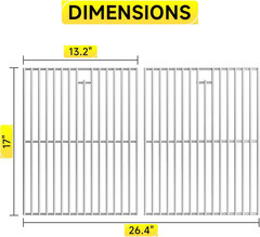 17” X 26.4” Stainless Steel 2Pack Cooking Grates Grill Replacement Parts | for