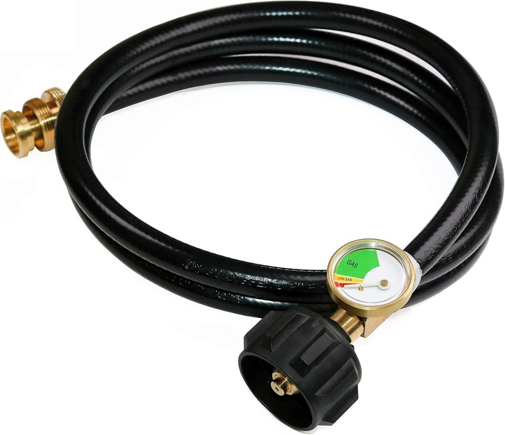 DOZYANT 5 FT Propane Hose Adapter with Propane Tank Gauge for Weber Q1200, 1000