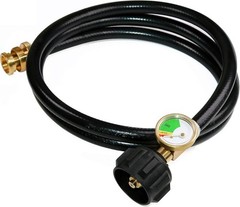 DOZYANT 5 FT Propane Hose Adapter with Propane Tank Gauge for Weber Q1200, 1000