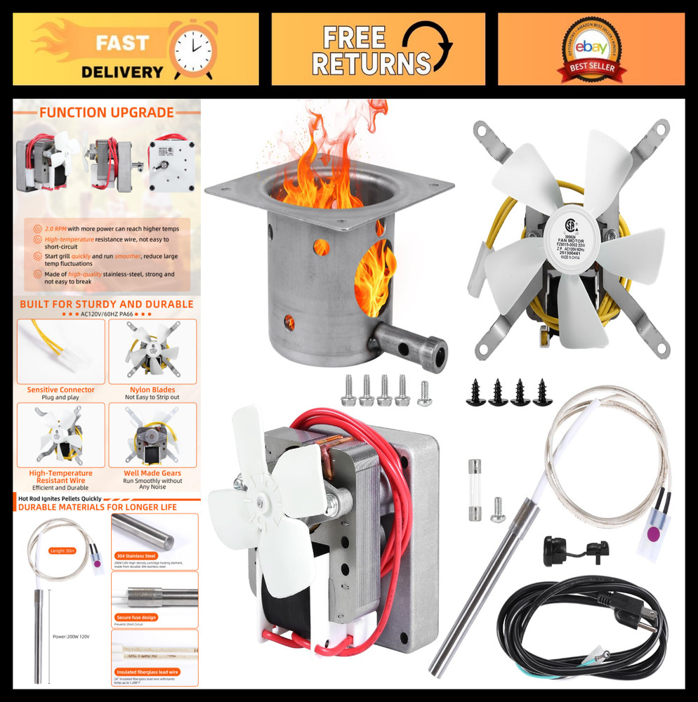 Complete Replacement Parts Kit for Wood Pellet Grills – Auger Motor, Induction F