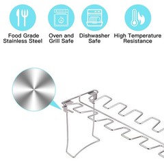 NEWCOMDIGI Chicken Leg Rack for Grill with Drip Tray, 14 Slots Sliver