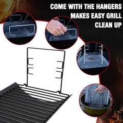 27″ Ash Pan Drip Pan for Charcoal Grill, Fire Grate Hanger, Fits Multiple Models
