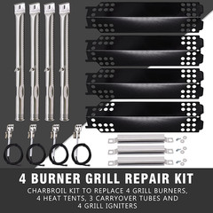 Grill Heat Plates Burners Crossover Tubes Igniters Kit for Charbroil 463436215
