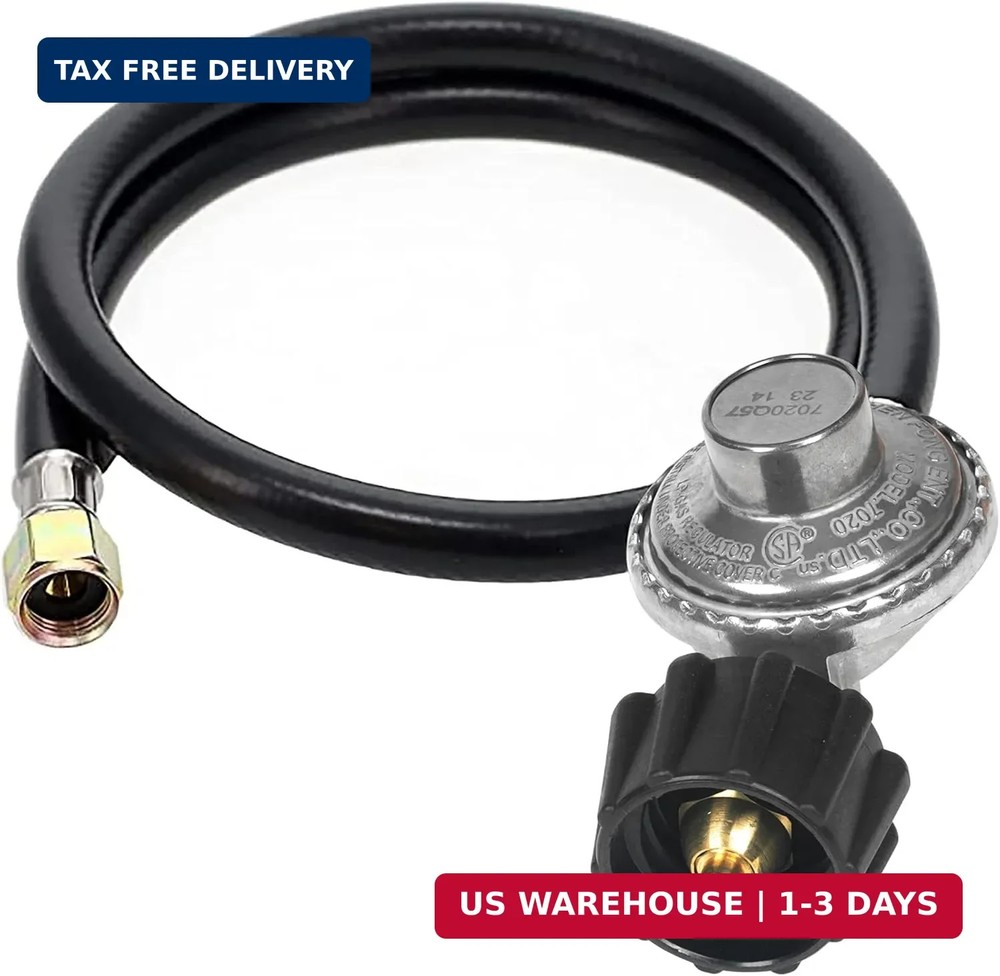 2-Feet propane Gas Grill Regulator and Hose, Replacement for Weber, Charbroil, N