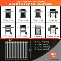 Qulimetal SUS304 Grill Grates for Weber Spirit E-310 and GS4 Spirit II 300 Serie