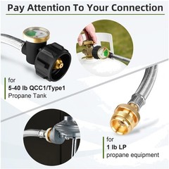 Stainless Braided Propane Hose Adapter 1lb-20lb