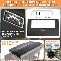 Upgrade Hinged Lid for Blackstone 36″ Omnivore Griddle Hood, 5856 Visualized Gla