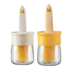 Silicone Brush Oil Dispenser for BBQ Convenient 2 in 1 Design with Glass Jar
