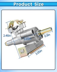 2-Pack Griddle Burner Control Valve For 1.26 cubic inches, Silver/gold