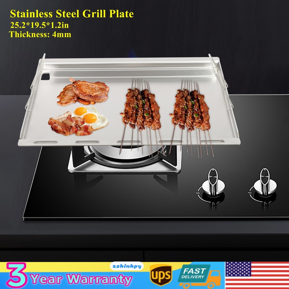 Stainless Steel Grill Plate Grill Griddle for Grill Replacement Part 48*34 cm