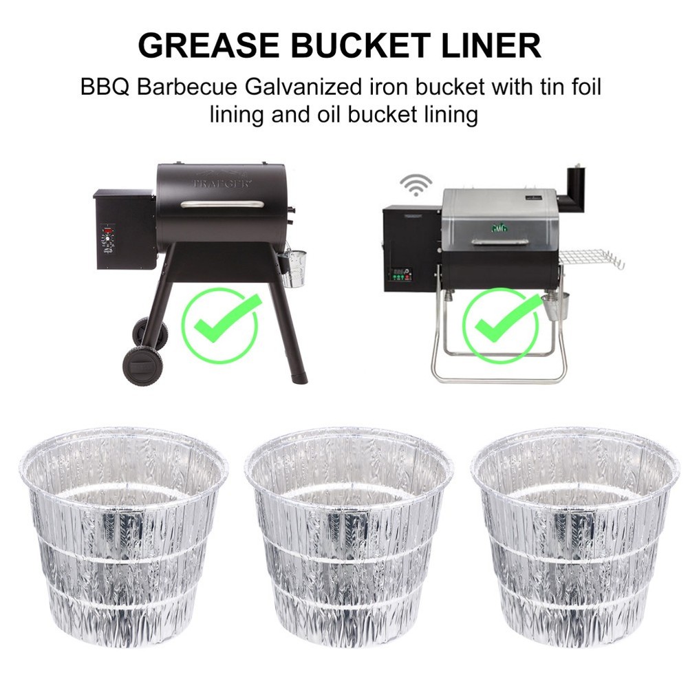 12pcs Professional Replacement Liners for Pellet Grills Foil Tray Grease Bucket