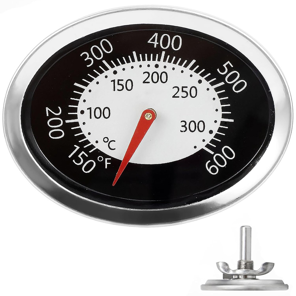 60070 Grill Thermometer for Weber Q120 Q220 Q1200 Q2200, Oval Q Temp Gauge