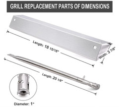 Char-Griller Grill Replacement Parts Set: Heat Plate, Burners, Ignitor, Brackets