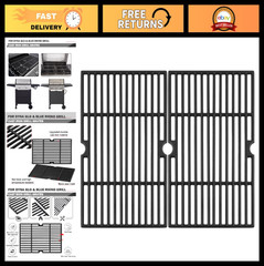 Replacement Grill Grates for 3 Burner Gas Grills – Fits Dyna Glo & Blue Rhino Mo