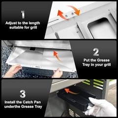 Adjustable Grease Tray for 3 4 5 Burner Gas Grill 23.6 to 31.6 Inch Metal Drip