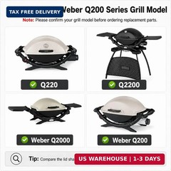 Uniflasy 41862 Grill Burner for Weber Q200, Q220, Q2000 Q2200, 396000, 396001, 3
