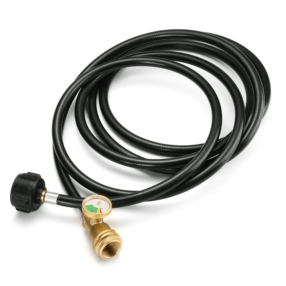 WADEO 12 FT Propane Extension Hose with Gauge, Leak Detector 12FT, Black