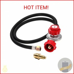 GASONE Propane Regulator – Brass Orifice 4 ft High Pressure 0-20 PSI Adjustable