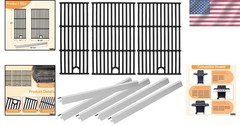 Upgrade with 17” Cast Iron Grates & Stainless Steel Heat Plates for Charbroil