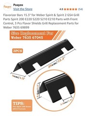 5 15.3″ Flavorizer Bars for Weber Spirit I & II 310 320 330 Front-Mounted